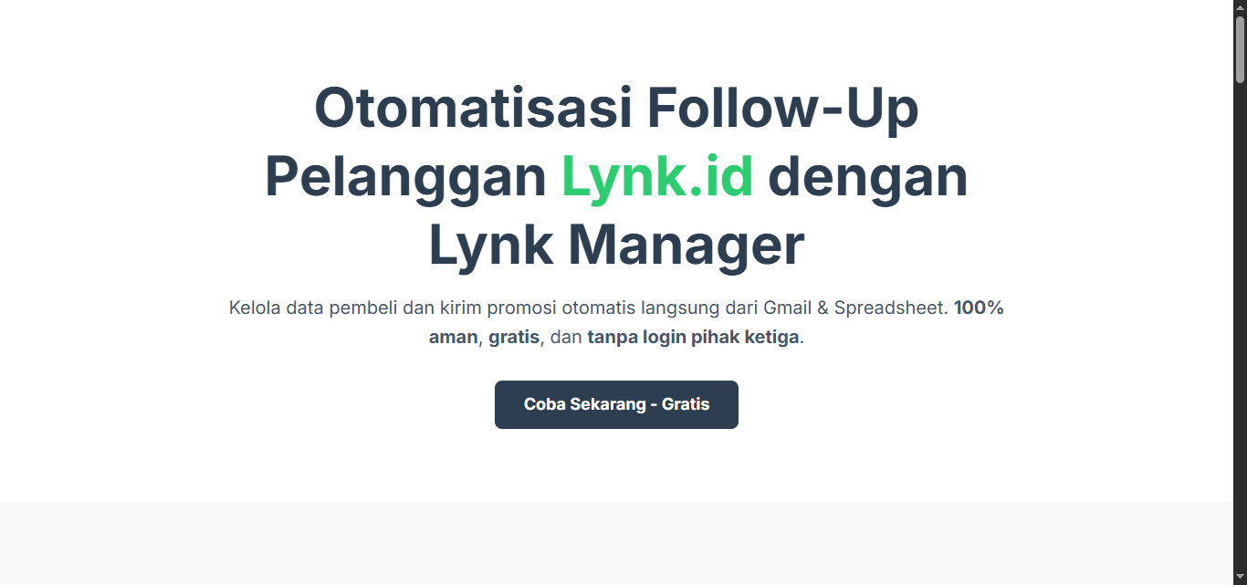 Screenshot Proyek 2 Landing Page Lynk Manager